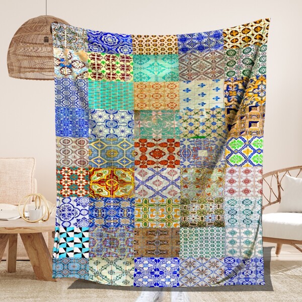 

Graphic Print Flannel Blanket, Multicolor