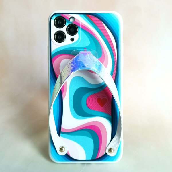 

Color Block Flip Flop Design Hand Strap Phone Case, Multicolor