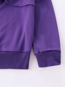 Girls Contrast Piping Bow Front Pullover - Violet Purple - View 3