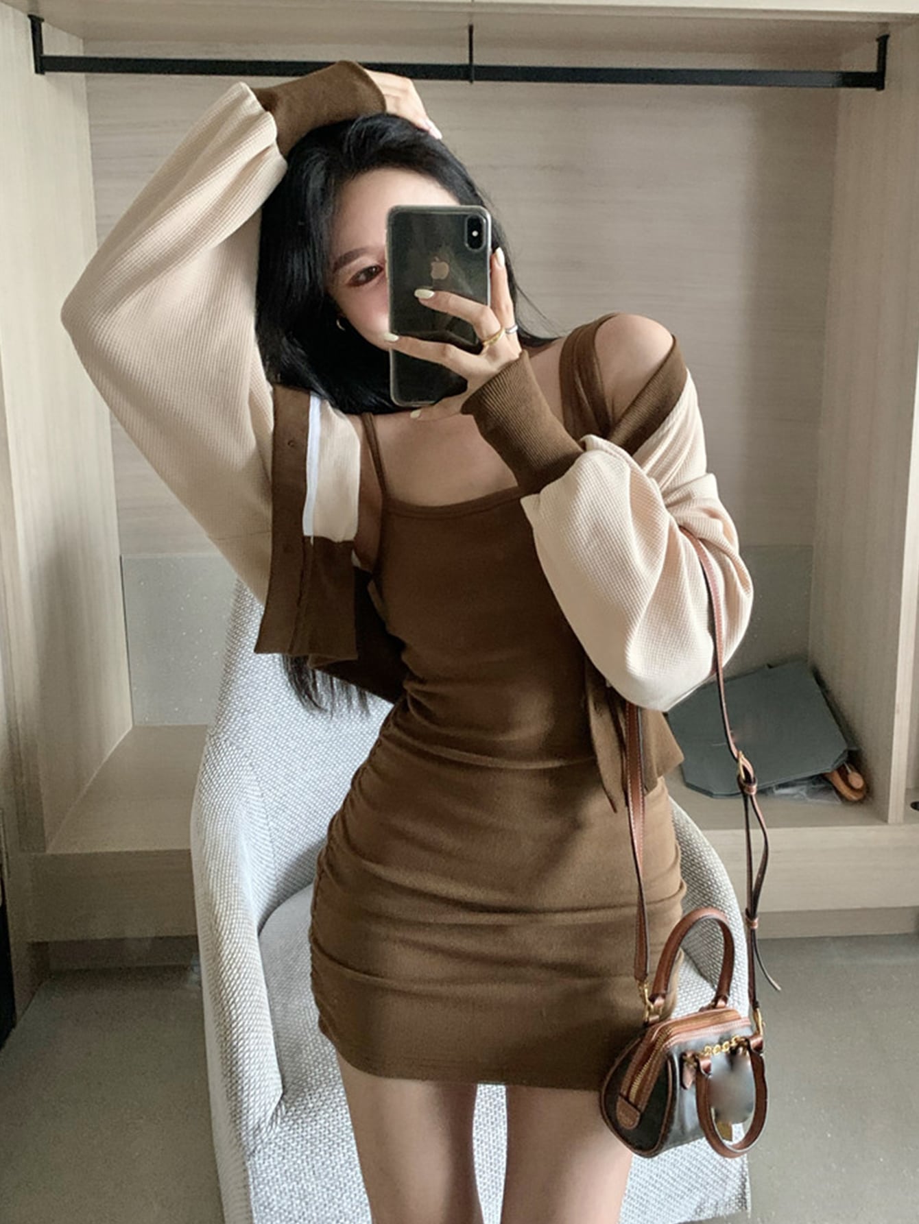 Honeyspot ボディコンドレス ソリッド ルーシュ