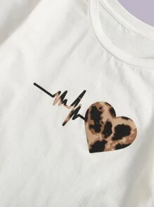 SHEIN Cô gái Tween In Trái tim Áo Và Báo Xà cạp Bộ - Nhiều màu - Xem 4