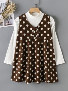 Bộ hai mảnh Gái Nút đôi Chấm bi Giải trí - Nhiều màu - Xem 1