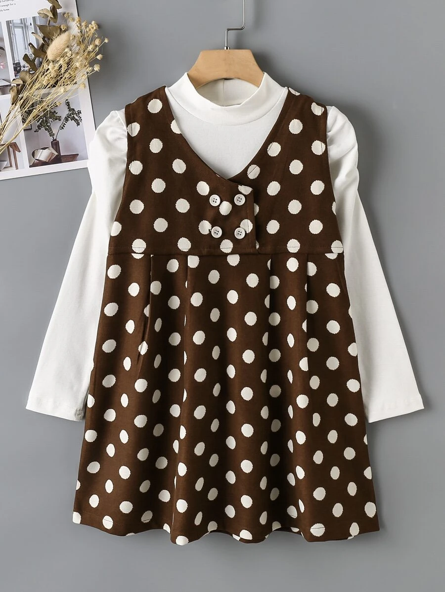 Bộ hai mảnh Gái Nút đôi Chấm bi Giải trí - Nhiều màu - Xem 1