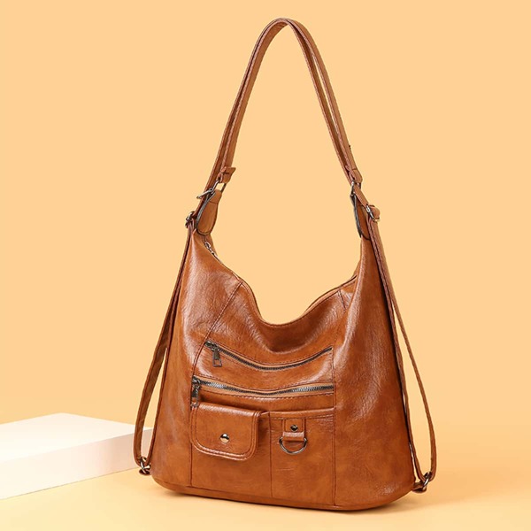 

Textured Multi-Compartment Shoulder Bag, Brown