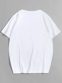 男士標語和表情圖案T恤 - 白色 - 查看 2