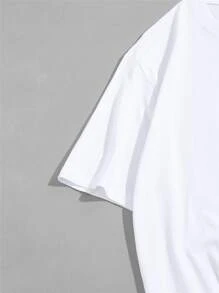 男士標語和表情圖案T恤 - 白色 - 查看 3