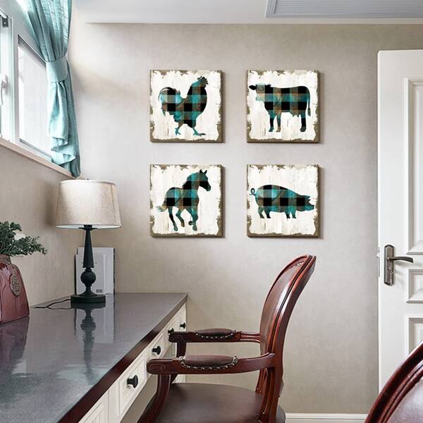 

4pcs Animal Pattern Unframed Painting, Multicolor