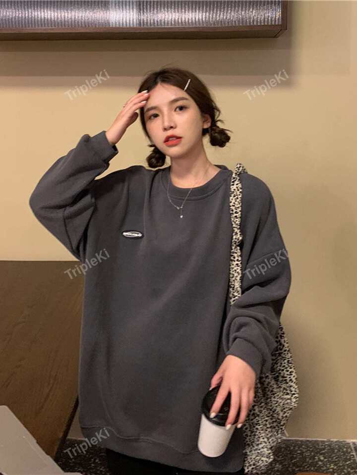 Honeyspot パッチ ドロップショルダー オーバーサイズ フリース プルオ Honeyspot パッチ ドロップショルダー オーバーサイズ フリース