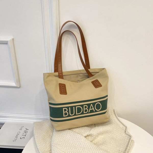 

Letter Graphic Shoulder Tote Bag, Khaki