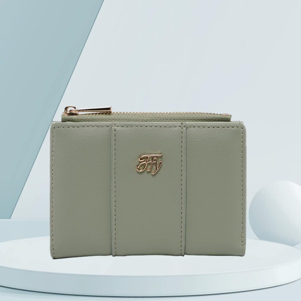 

Metal Patch Stitch Detail Small Wallet, Green