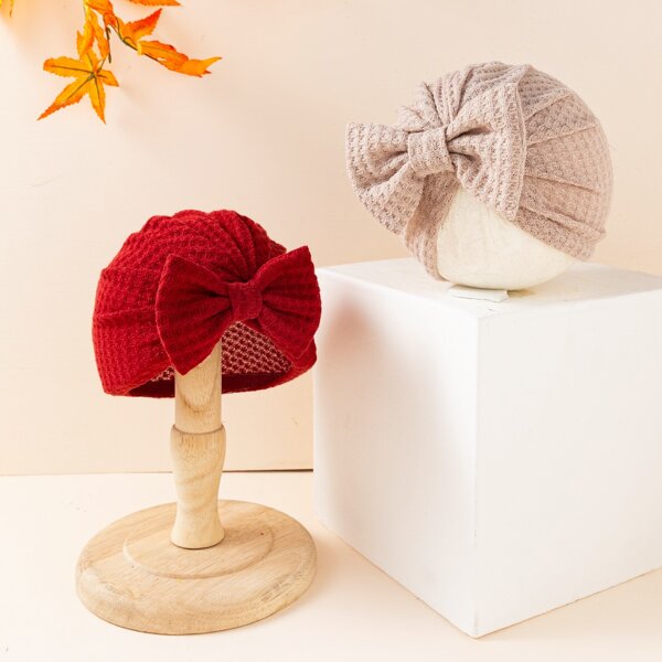 

2pcs Baby Bow Decor Hat, Multicolor