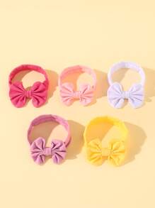 5入組嬰兒蝴蝶結裝飾髮帶 - 彩色 - 查看 2