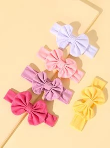 5入組嬰兒蝴蝶結裝飾髮帶 - 彩色 - 查看 3