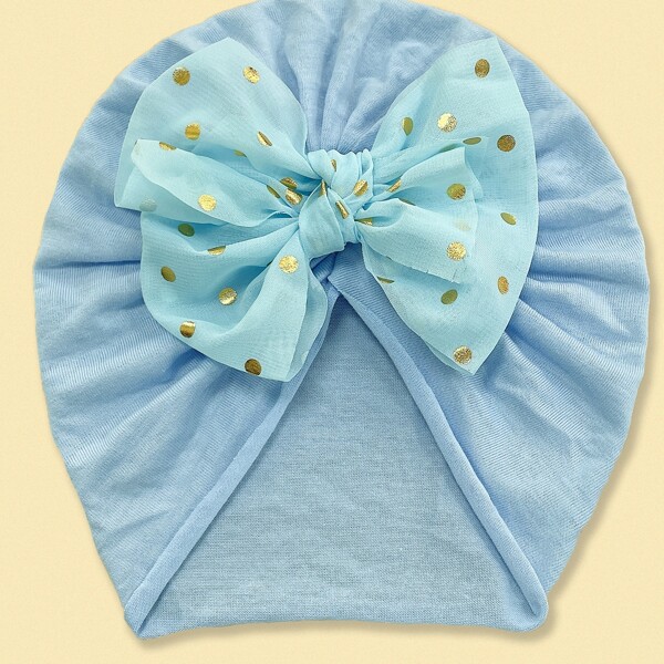 

Baby Polka Dot Bow Decor Head Wrap, Baby blue