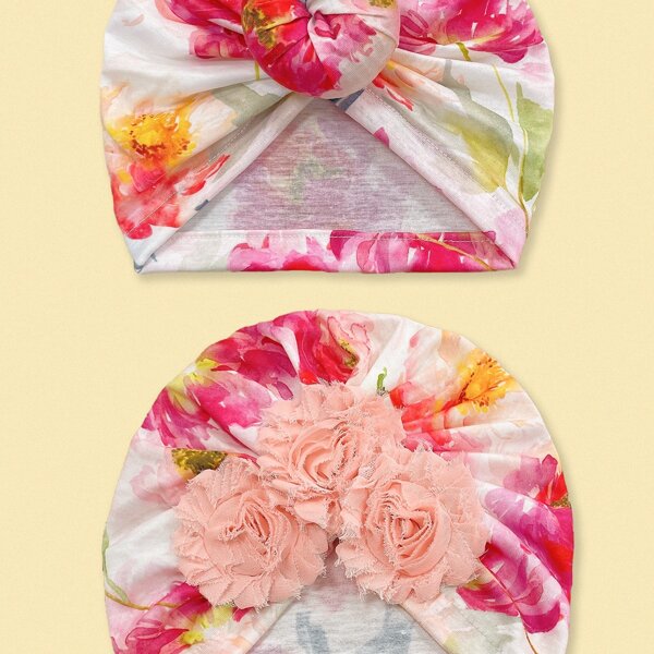 

2pcs Baby Flower Decor Head Wrap, Multicolor