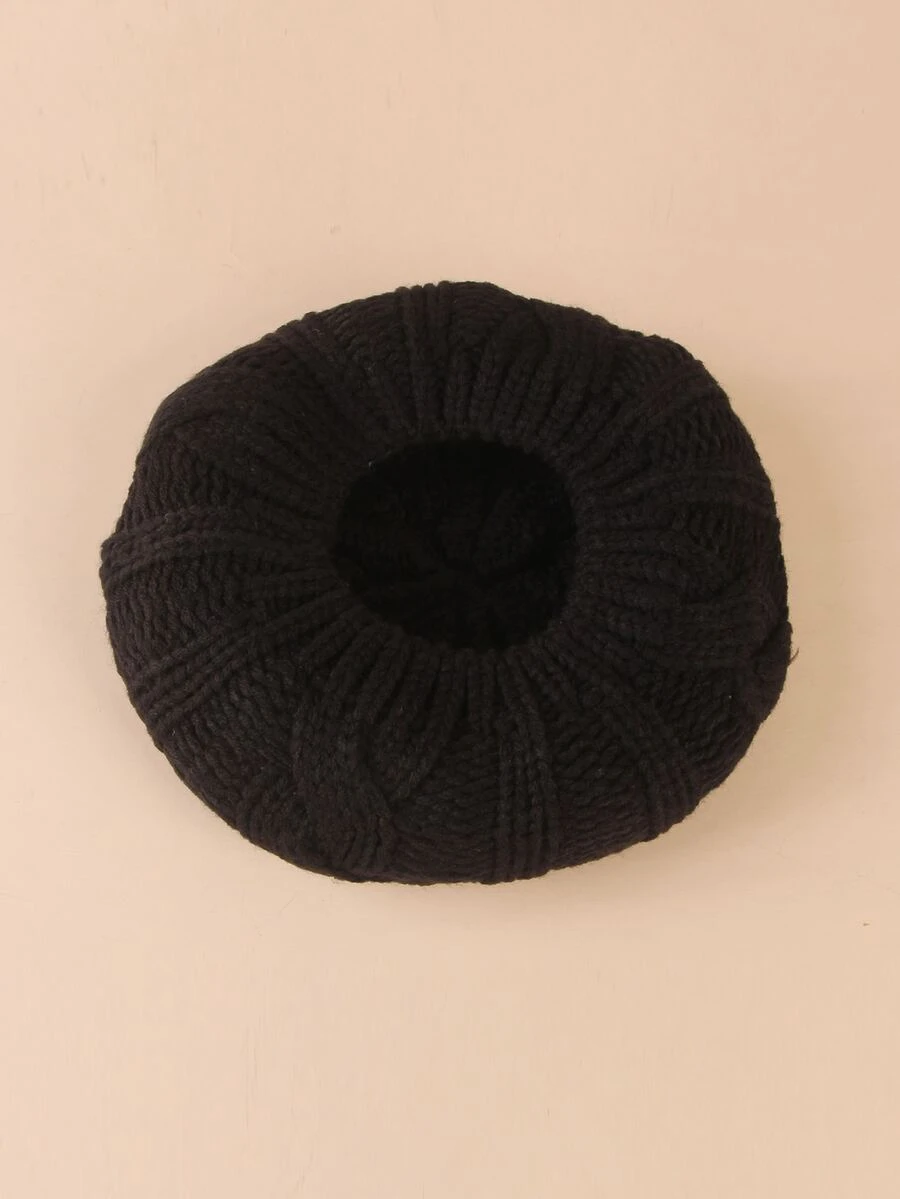 Bebé Boina unicolor tejido - Negro - Ver 1