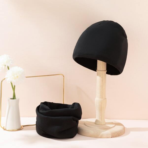 

Baby Solid Hat & Infinity Scarf, Black
