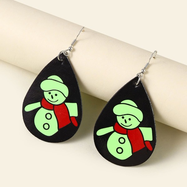 

Christmas Snowman Pattern Earrings, Multicolor