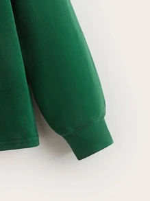 SHEIN Cậu bé Tween Đồ họa Chữ cái Cổ áo tương phản Áo polo - Màu xanh lá cây đậm - Xem 3