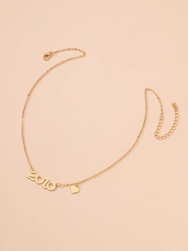 Heart Detail Number Pendant Necklace SHEIN USA