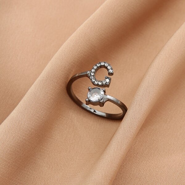 

Zircon Letter Ring, Gun black