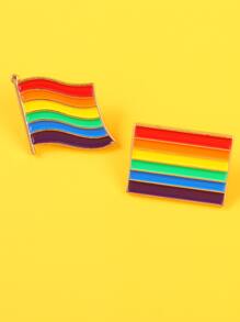 دبوس زخرفة بتصميم علم مخطط بقوس قزح LGBT 2 قطع - متعدد الألوان - مشاهدة 2