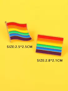 دبوس زخرفة بتصميم علم مخطط بقوس قزح LGBT 2 قطع - متعدد الألوان - مشاهدة 3