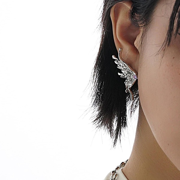 

Wing Stud Earrings, Silver