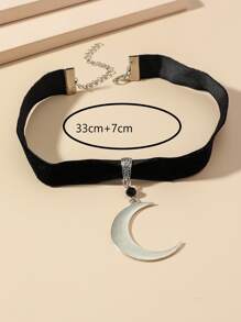 1pc Minimalist Boho Moon Pendant Necklace - Silver - View 2