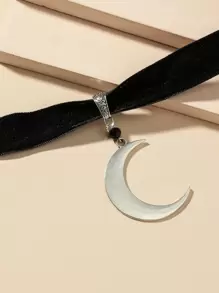 1pc Minimalist Boho Moon Pendant Necklace - Silver - View 3