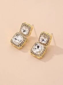 Andkiss Pendientes largos geométricos con diamante de imitación - Amarillo Oro - Ver 3