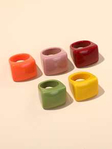 5pcs Resin Ring - Multicolor - View 1