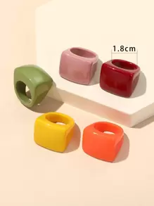 5pcs Resin Ring - Multicolor - View 3