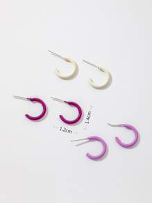 3雙簡約耳墜 - 彩色 - 查看 2