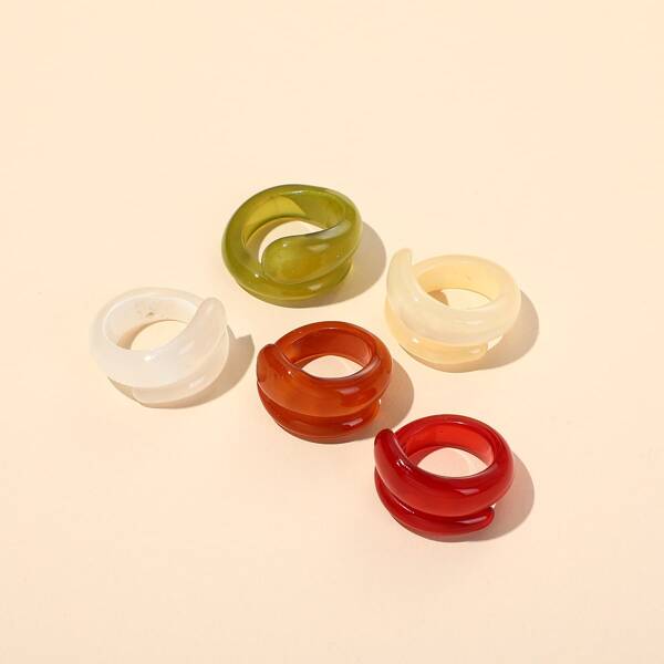 

5pcs Minimalist Ring, Multicolor