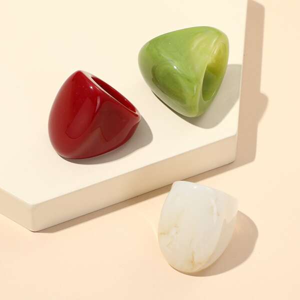 

3pcs Solid Ring, Multicolor