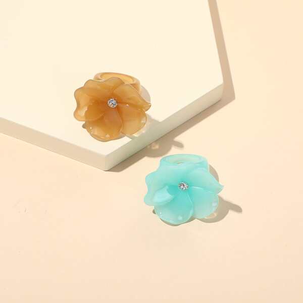 

2pcs Flower Decor Ring, Multicolor