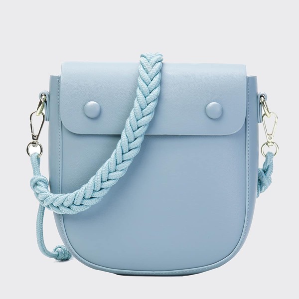 

Knot Detail Flap Saddle Bag, Blue
