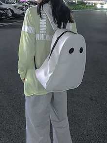 Mochila con diseño de dibujos animados - Blanco y Negro - Ver 3