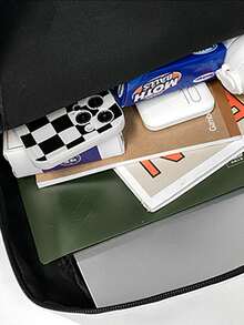 Mochila con diseño de dibujos animados - Blanco y Negro - Ver 4