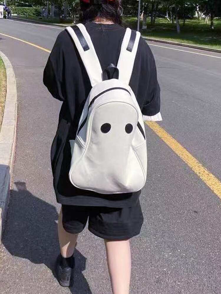 卡通設計後背包 - 黑與白 - 查看 6