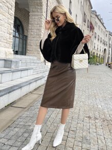 單釦斗篷外套 - 黑色 - 查看 6