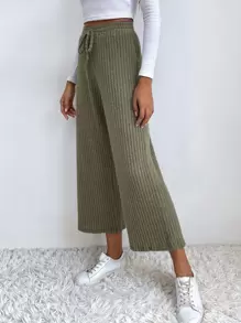 Muchica Quần nữ Thắt nút màu trơn Giải trí - màu xanh lá - Xem 1