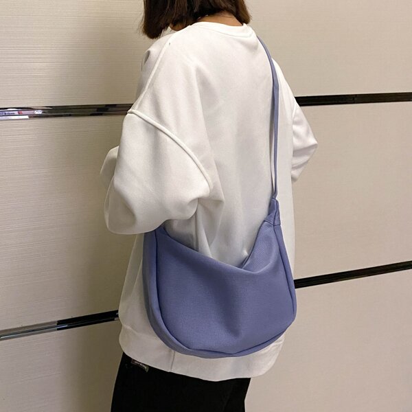 

Minimalist Zipper Crossbody Bag, Blue