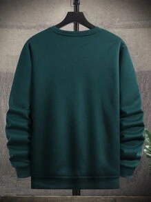 Manfinity Homme Men Round Neck Thermal Pullover - Dark Green - View 2