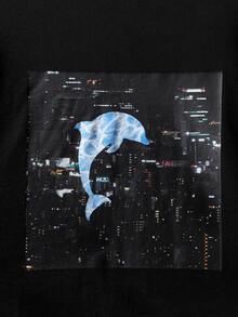 Toby Blessing Dolphin Print Drop Shoulder Sweatshirt - Black - View 3