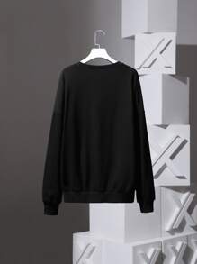 EricaRivera Embroidery Graphic Drop Shoulder Pullover - Black - View 2