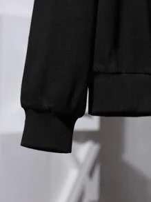 EricaRivera Embroidery Graphic Drop Shoulder Pullover - Black - View 4