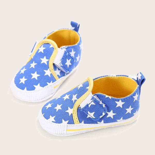 

Baby Star Graphic Velcro Strap Flats, Blue