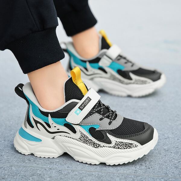 

Boys Colorblock Lace-up Front Hollow Out Sneakers, Multicolor